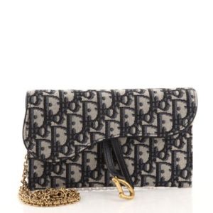 CLASSIC Dior Oblique Wallet On Chain in Blue